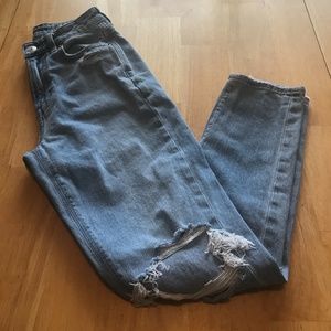 American Eagle Medium Wash Ripped Mom Jeans